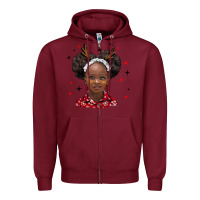 Burgundy christmas african girl Zipper Hoodie - BarkalooDesign