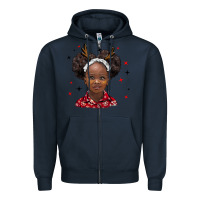 Navy christmas african girl Zipper Hoodie - BarkalooDesign