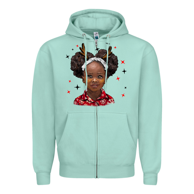 Christmas African Girl Zipper Hoodie by BarkalooDesign | Teevron