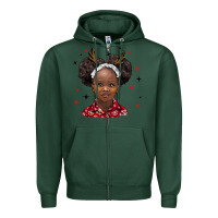 Sports Green christmas african girl Zipper Hoodie - BarkalooDesign