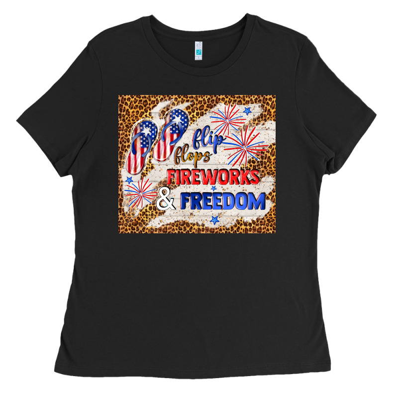 Flip Flops Fireworks & Freedom 4th Of July Ladies Tee by TumblerDesignByShophia | Teevron