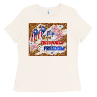 Bone flip flops fireworks & freedom 4th of july Ladies Tee - TumblerDesignByShophia