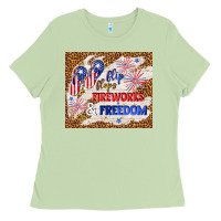 Matcha flip flops fireworks & freedom 4th of july Ladies Tee - TumblerDesignByShophia