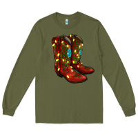 Army Green cowboy boots christmas Long Sleeve Tee - RanaPortraitStore