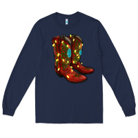 Navy cowboy boots christmas Long Sleeve Tee - RanaPortraitStore