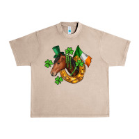 French Oak Horse with horseshoe St. Patrick's Urban Heavy Tee - CowGirlArtShop