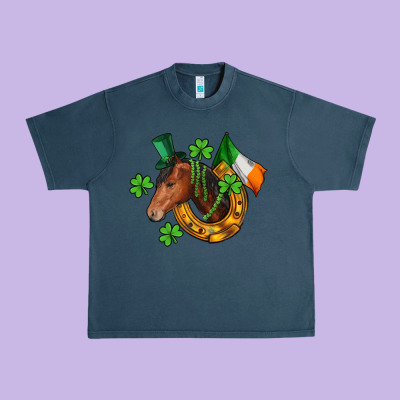 Horse With Horseshoe St. Patrick's Urban Heavy Tee Designed By Cowgirlartshop