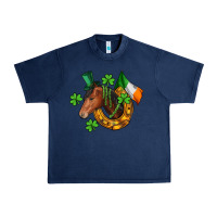 Navy Horse with horseshoe St. Patrick's Urban Heavy Tee - CowGirlArtShop
