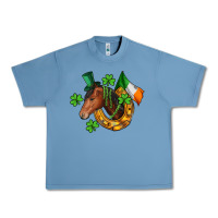 Pebble Blue Horse with horseshoe St. Patrick's Urban Heavy Tee - CowGirlArtShop
