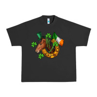 Pigment Black Horse with horseshoe St. Patrick's Urban Heavy Tee - CowGirlArtShop