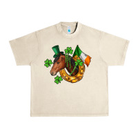 Sandshell Horse with horseshoe St. Patrick's Urban Heavy Tee - CowGirlArtShop