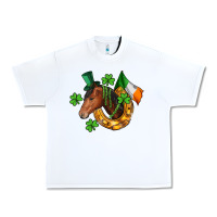 White Horse with horseshoe St. Patrick's Urban Heavy Tee - CowGirlArtShop
