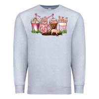 Heather Grey pig coffee cups Premium Sweatshirt - AdoDesignShop