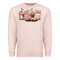 Pale Pink pig coffee cups Premium Sweatshirt - AdoDesignShop