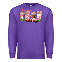 Purple pig coffee cups Premium Sweatshirt - AdoDesignShop