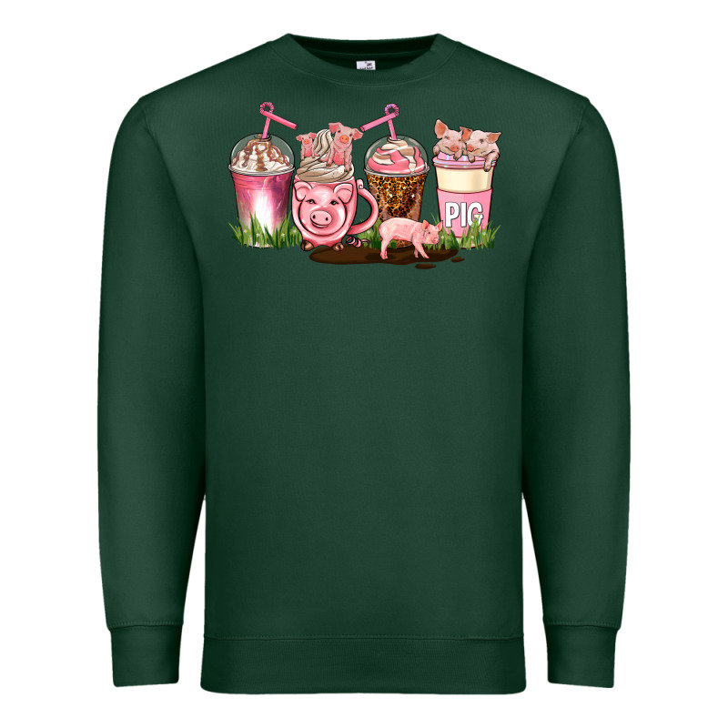 Pig Coffee Cups Premium Sweatshirt by AdoDesignShop | Teevron