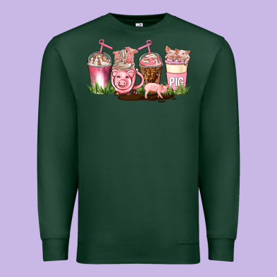 Pig Coffee Cups Premium Sweatshirt Designed By Adodesignshop