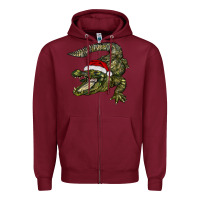 Burgundy Christmas alligator Zipper Hoodie - BarkalooDesign