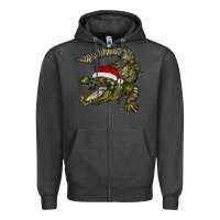 Charcoal Heather Christmas alligator Zipper Hoodie - BarkalooDesign
