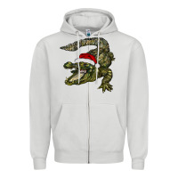Dove Grey Christmas alligator Zipper Hoodie - BarkalooDesign