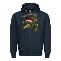 Navy Christmas alligator Zipper Hoodie - BarkalooDesign