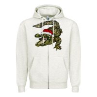 Oatmeal Heather Christmas alligator Zipper Hoodie - BarkalooDesign