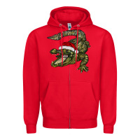 Red Christmas alligator Zipper Hoodie - BarkalooDesign