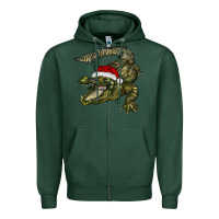 Sports Green Christmas alligator Zipper Hoodie - BarkalooDesign