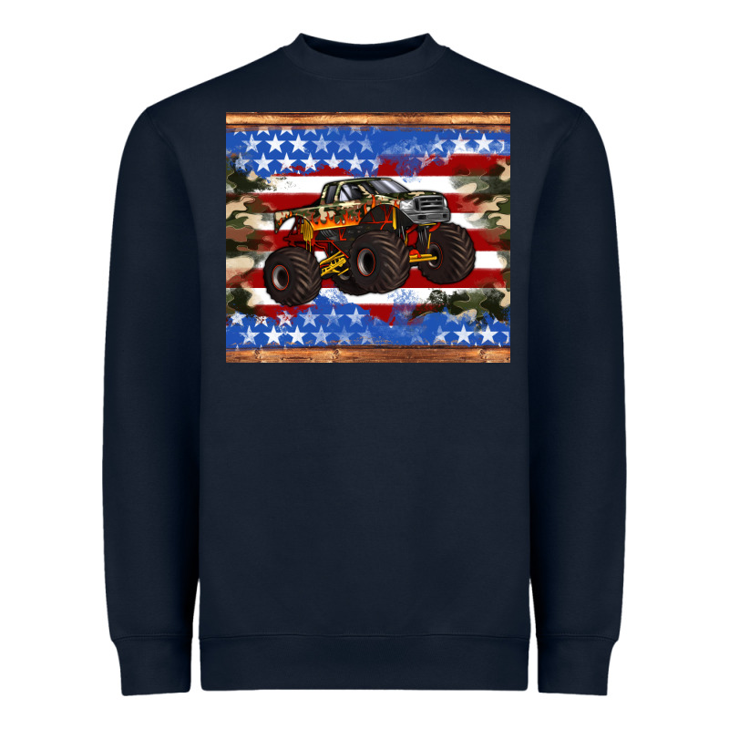 Monster Truck American Flag Tumbler Heavyweight Sweatshirt by Artiststas | Teevron