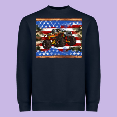 Monster Truck American Flag Tumbler Heavyweight Sweatshirt Designed By Artiststas
