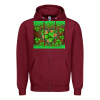 Burgundy st.patricks heart shamrocks glitter Zipper Hoodie - BarkalooDesign