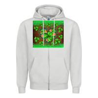 Dove Grey st.patricks heart shamrocks glitter Zipper Hoodie - BarkalooDesign