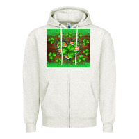 Oatmeal Heather st.patricks heart shamrocks glitter Zipper Hoodie - BarkalooDesign