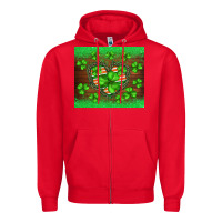 Red st.patricks heart shamrocks glitter Zipper Hoodie - BarkalooDesign