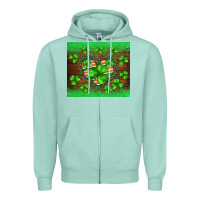 Seafoam st.patricks heart shamrocks glitter Zipper Hoodie - BarkalooDesign