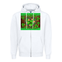 White st.patricks heart shamrocks glitter Zipper Hoodie - BarkalooDesign