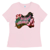 Bubblegum Pink Desert dreamer Cowgirl boots hat Ladies Tee - HowdyJamesFarm