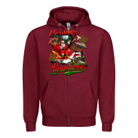 Burgundy louisiana christmas with  afro santa Zipper Hoodie - BarkalooDesign