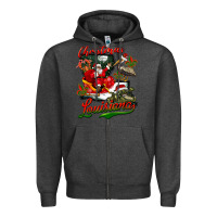 Charcoal Heather louisiana christmas with  afro santa Zipper Hoodie - BarkalooDesign
