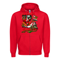 Red louisiana christmas with  afro santa Zipper Hoodie - BarkalooDesign