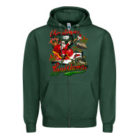 Sports Green louisiana christmas with  afro santa Zipper Hoodie - BarkalooDesign