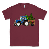 Burgundy Blue Christmas Tractor Classic Tee - RanaPortraitStore