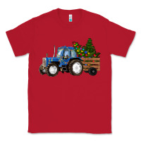 Red Blue Christmas Tractor Classic Tee - RanaPortraitStore