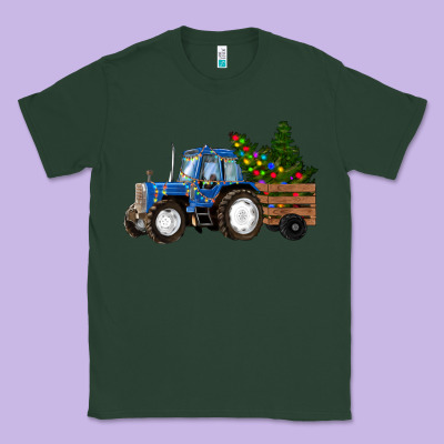 Blue Christmas Tractor Classic Tee Designed By Ranaportraitstore