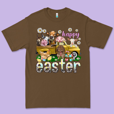 Happy Easter Truck With Farm Animals Premium Tee Designed By Nancycooperartshop