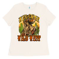 Bone Welcome to the wild west Cowboy boots Ladies Tee - HowdyJamesFarm