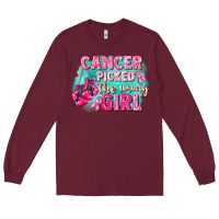 Burgundy Cancer picked the wrong girl Breast Cancer Long Sleeve Tee - FaDigitalArtStudio