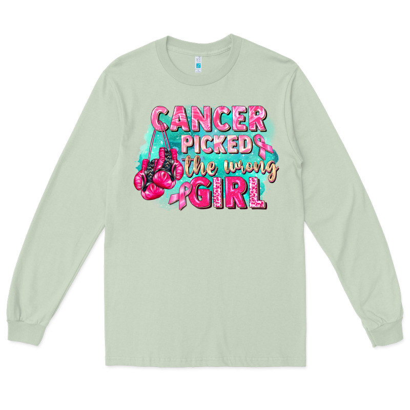 Cancer Picked The Wrong Girl Breast Cancer Long Sleeve Tee by FaDigitalArtStudio | Teevron