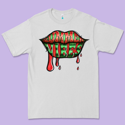Summer Vibes Watermelon Lips Premium Tee Designed By Jasminsmagicworld