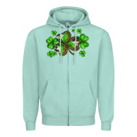 Seafoam st. patricks day shamrocks Zipper Hoodie - BarkalooDesign